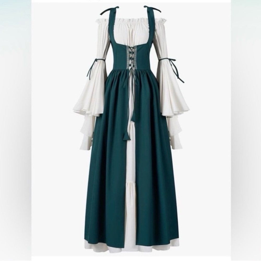 Renaissance Costume with Emerald and White Dress